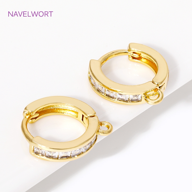 Jewelry Making Kits - 18K Gold Plated Inlaid Zircon Round