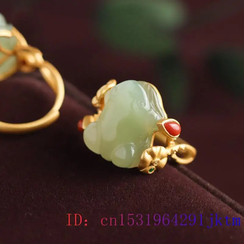 Green Jade Frog Rings Charms N - Jewelry Making Rings recension och pris