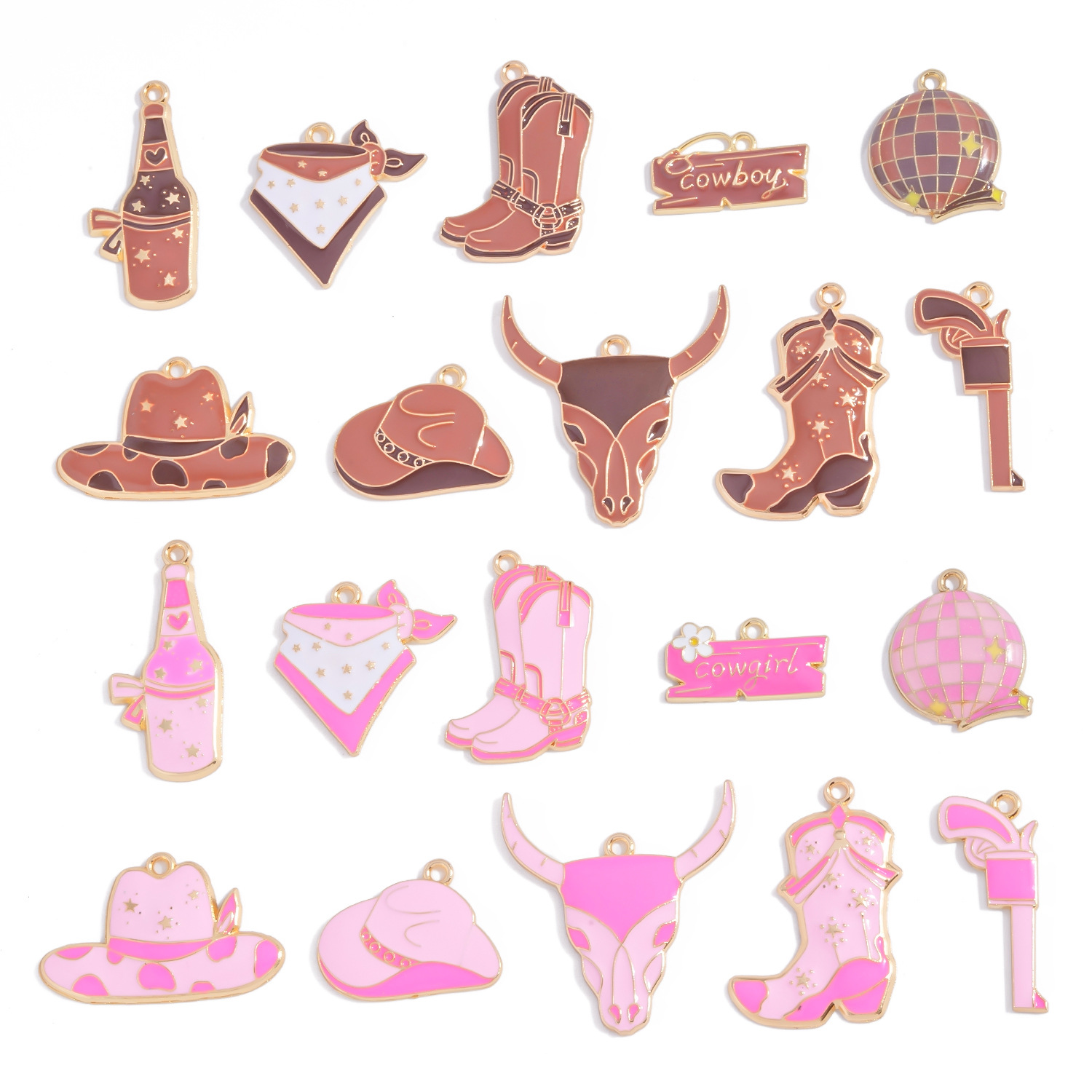 Cowboy Cowgirl Enamel Charms A - Jewelry Making Event recension och pris